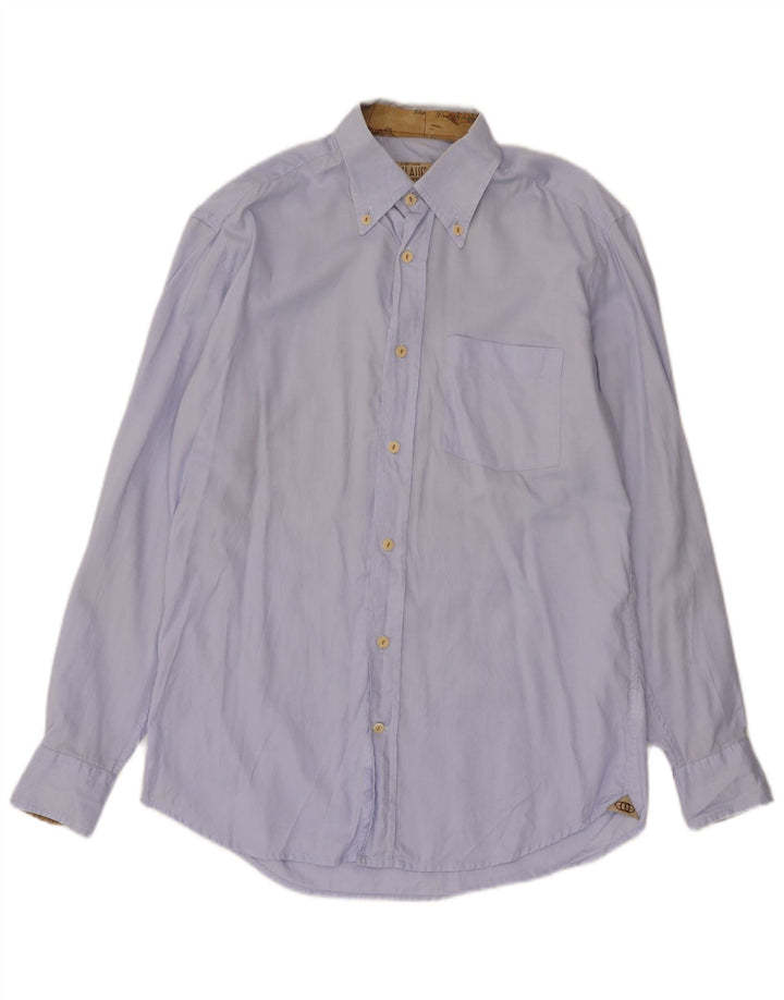 ALVIERO MARTINI Camisa masculina tamanho 39 15 1/2 algodão azul médio