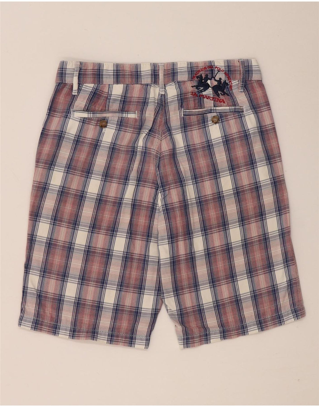 Shorts Chino Masculino La Martina W31 Algodão Xadrez Médio Vermelho