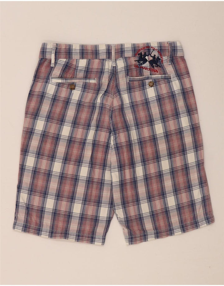 Shorts Chino Masculino La Martina W31 Algodão Xadrez Médio Vermelho