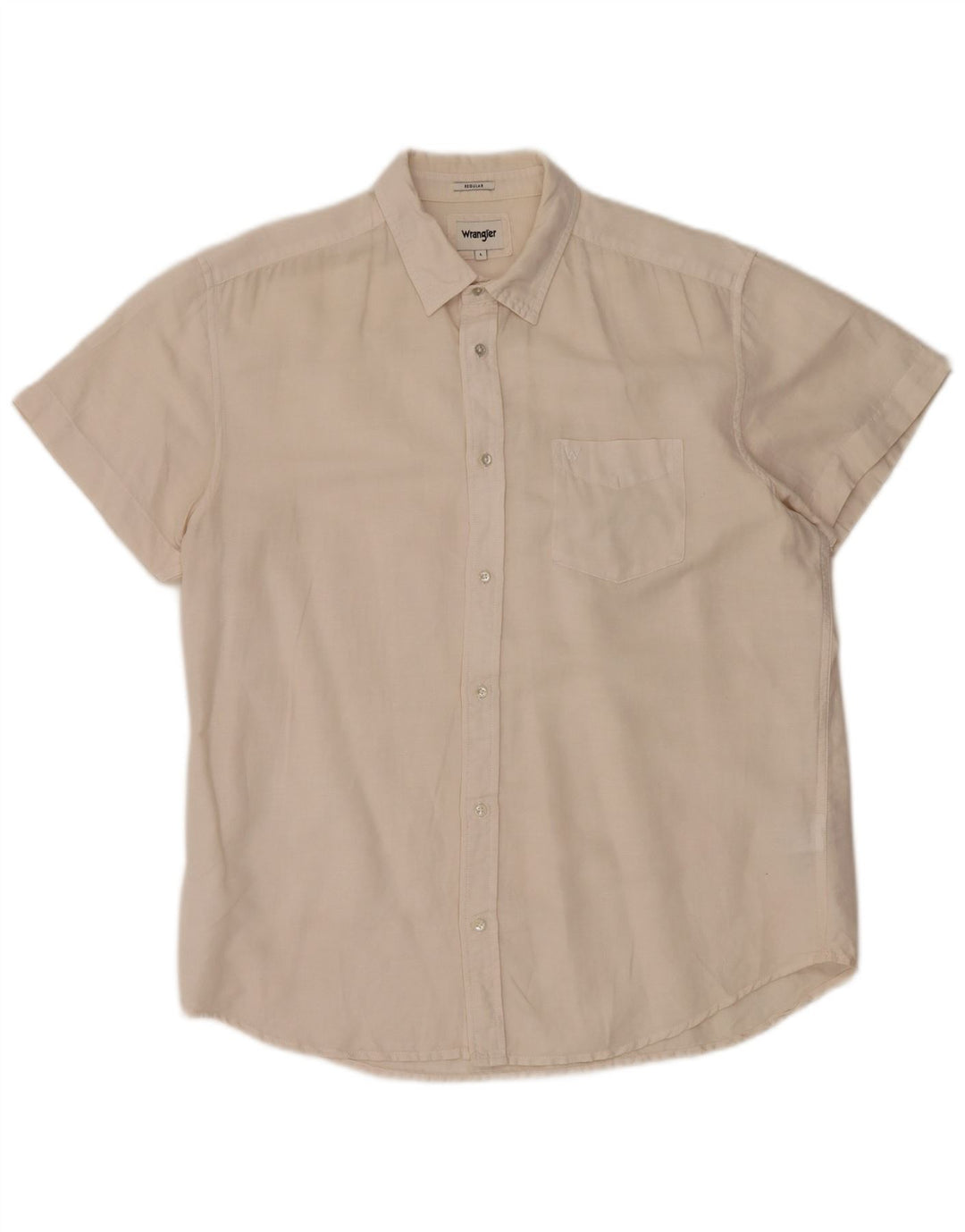 Wrangler Camisa masculina de manga curta regular fit grande linho branco