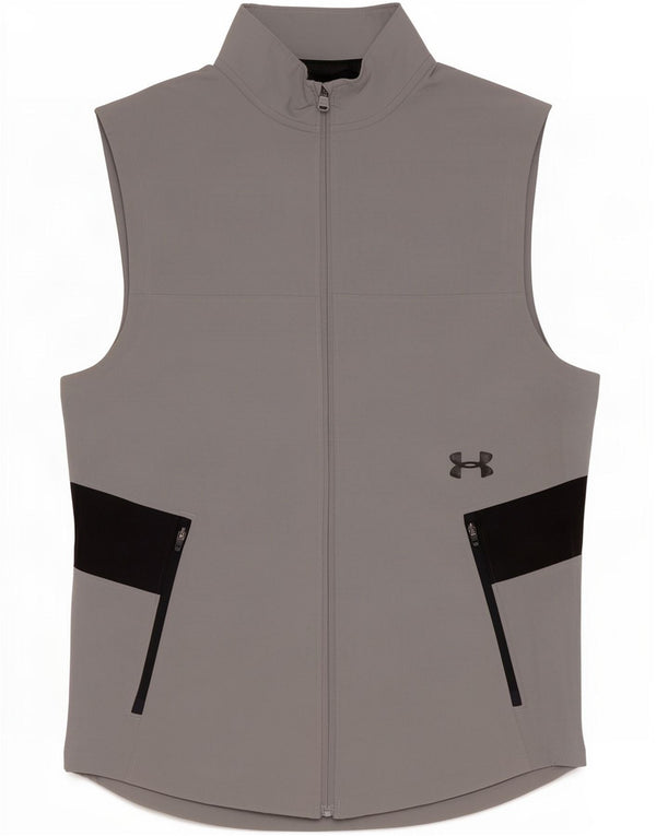Jaqueta masculina Under Armour sem mangas para treino, bloco colorido cinza pequeno