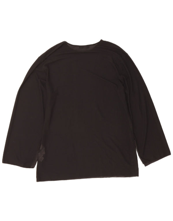 Top feminino Zara manga comprida UK 14 poliéster preto médio