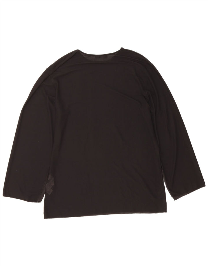 Top feminino Zara manga comprida UK 14 poliéster preto médio