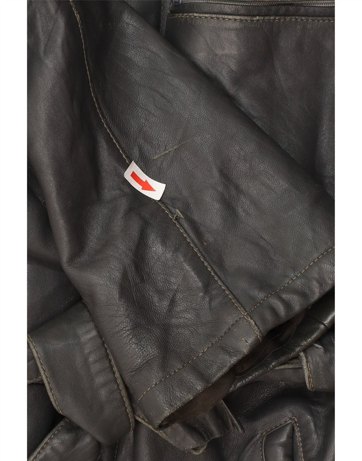 Jaqueta de couro masculina vintage IT 50 grande couro preto