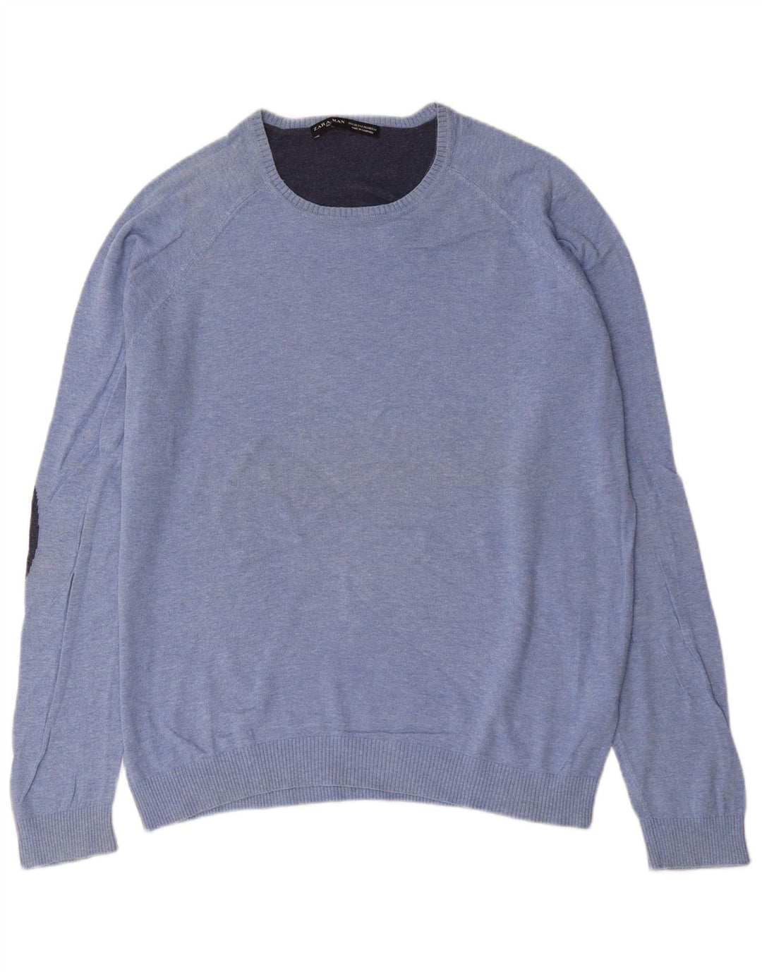 Zara Suéter masculino com gola redonda XL algodão azul