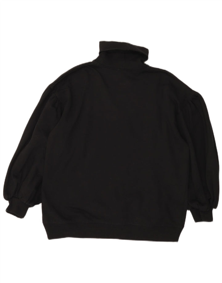 Suéter feminino Zara com gola redonda e algodão preto médio UK 14