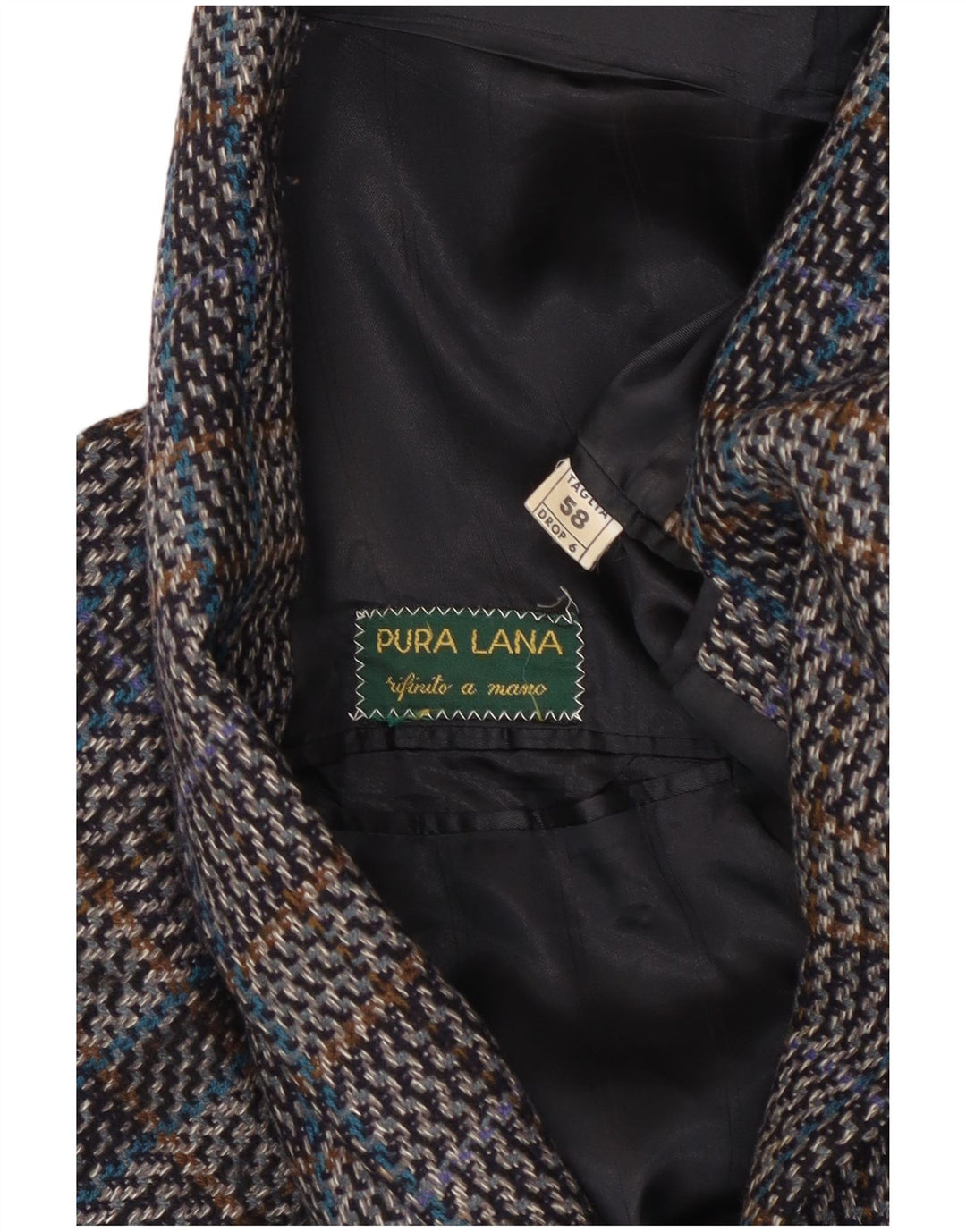 Jaqueta blazer masculina vintage com 2 botões IT 58 4XL lã xadrez cinza