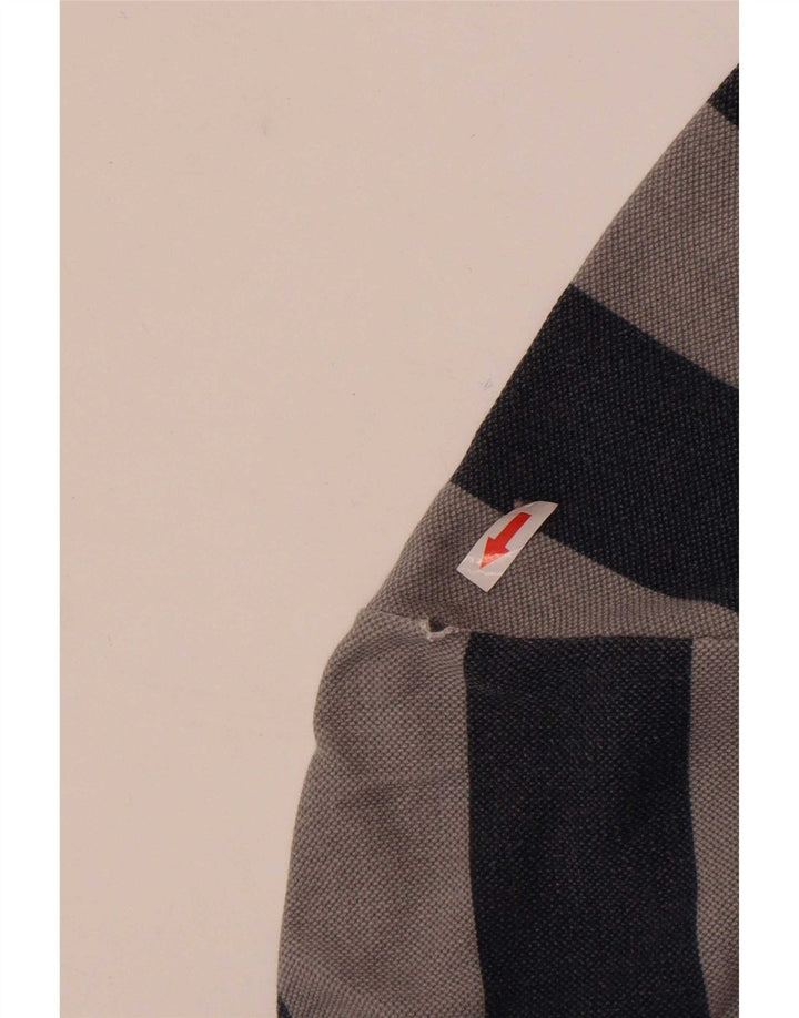 Crew Clothing Mens moletom com zíper e pescoço listrado cinza médio