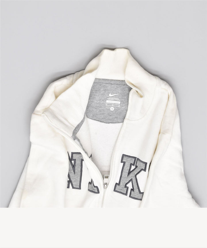 NIKE Womens Tracksuit Top Jacket UK 12 Médio Algodão Branco