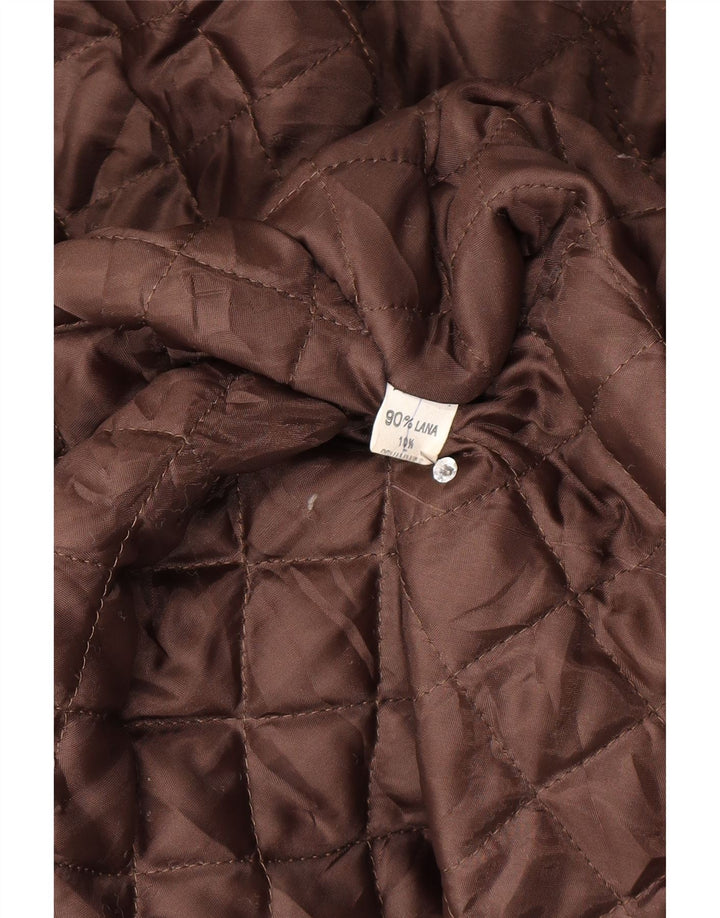 Sobretudo feminino vintage UK 14 lã marrom médio