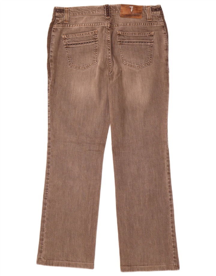 Jeans retos femininos TRUSSARDI W28 L28 algodão marrom