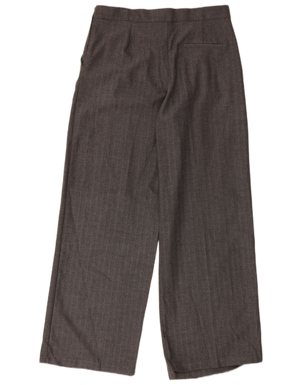 Zara Calça Chino Feminina de Perna Larga Médio W28 L30 Cinza Espinha de Peixe