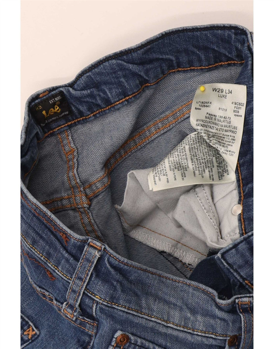 Lee Womens Luke Slim Jeans W29 L28 Azul Algodão