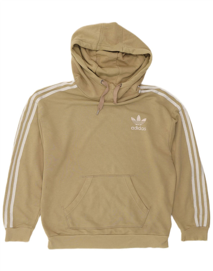 ADIDAS Womens Oversized Hoodie Jumper UK 12 Medium Khaki Algodão