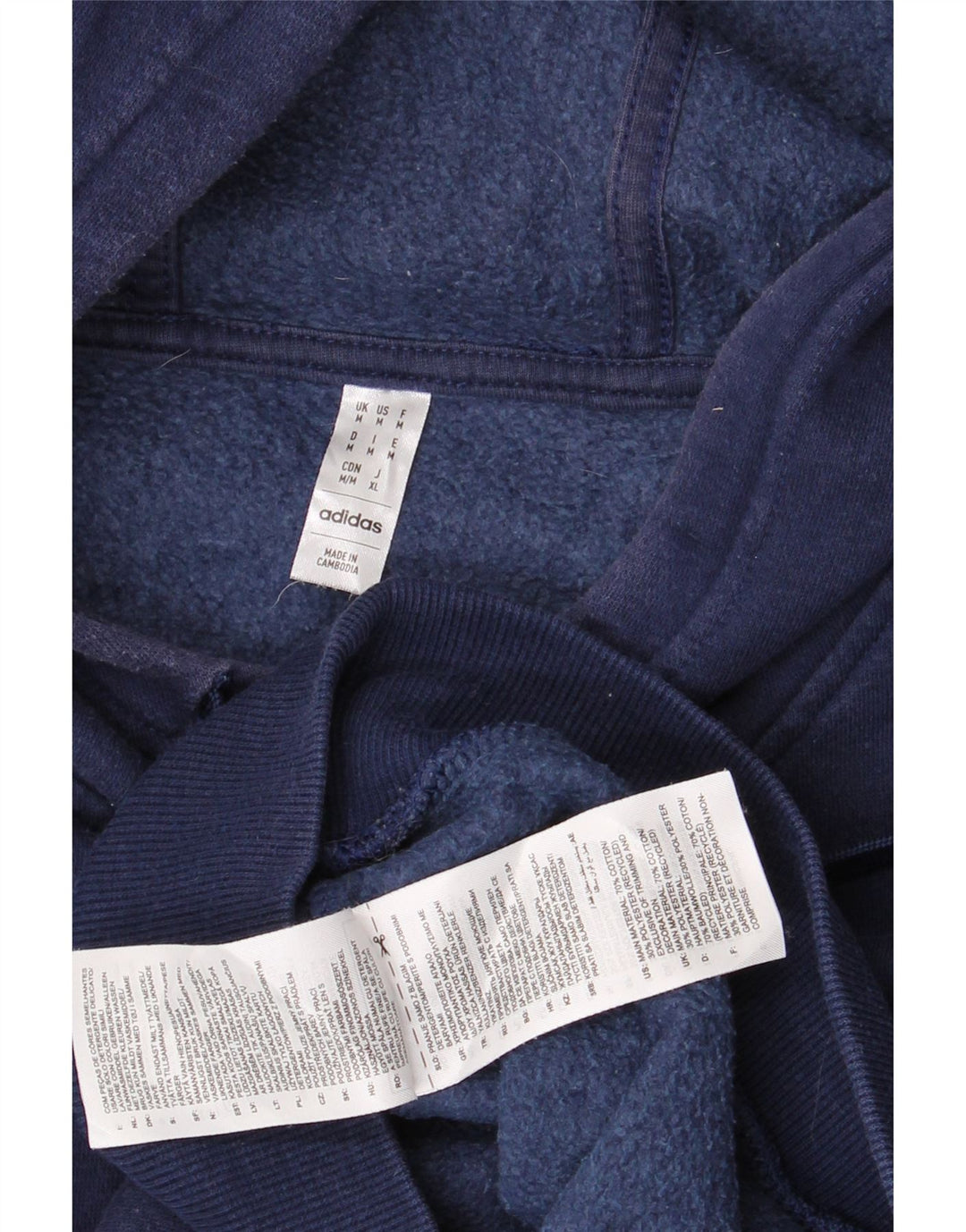 ADIDAS Mens Hoodie Jumper Médio Azul Marinho Algodão