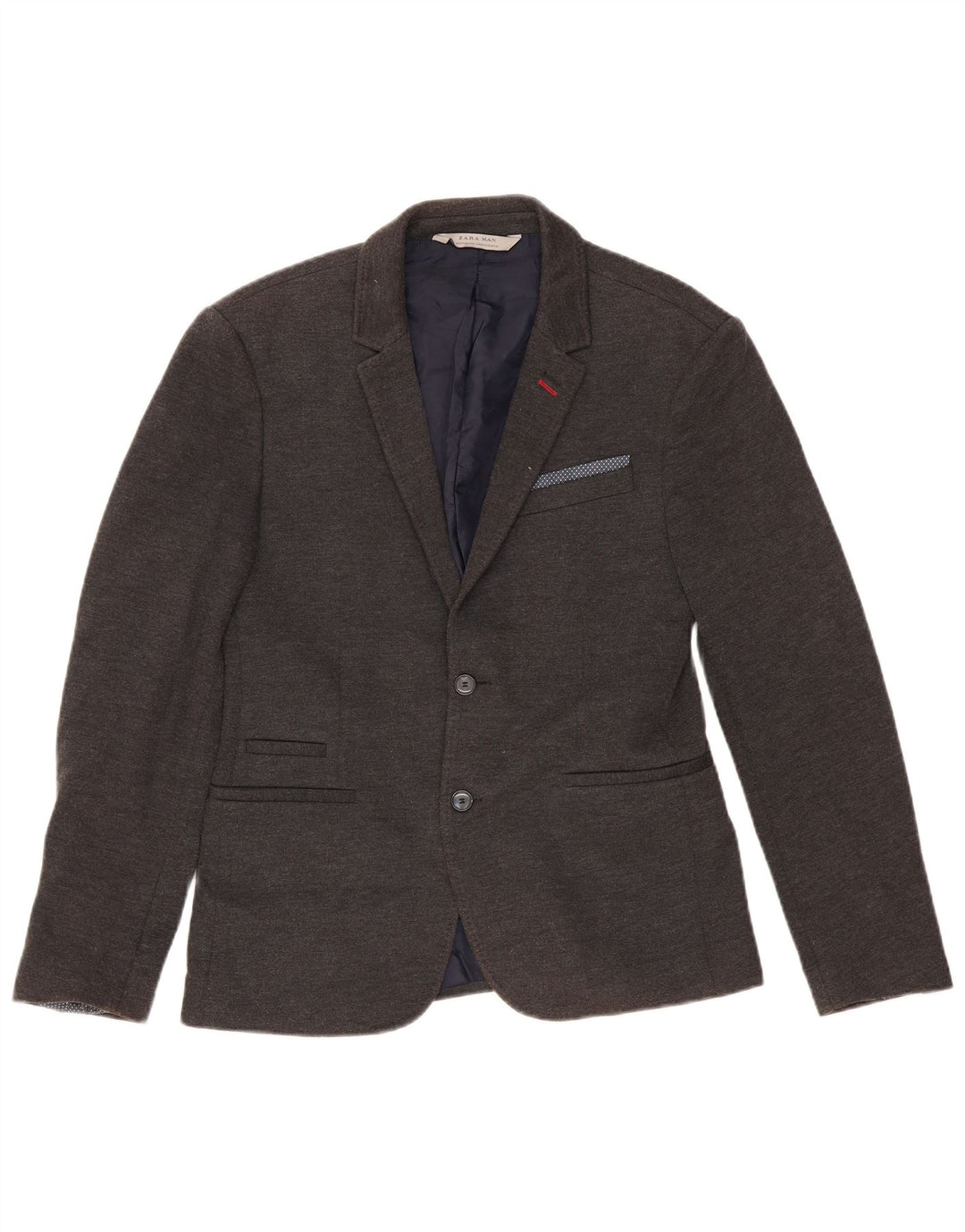 Jaqueta blazer masculina Zara com 2 botões EU 48 poliéster cinza médio