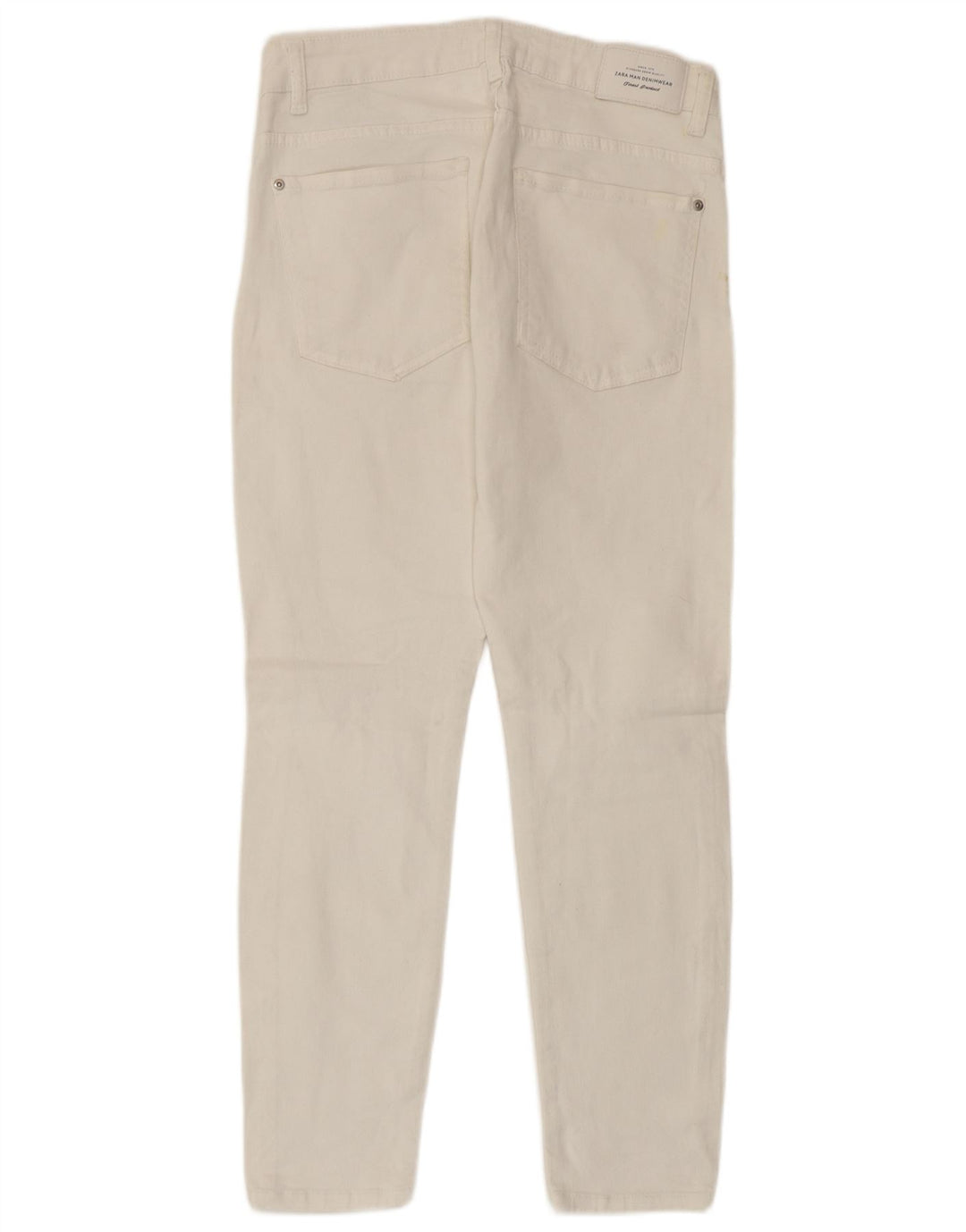Zara Jeans masculino cortado desgastado EU 40 médio W31 L25 algodão branco