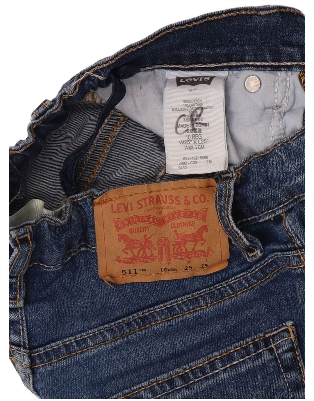 LEVI'S Boys 511 Slim Jeans 9-10 Anos W25 L25 Azul Algodão