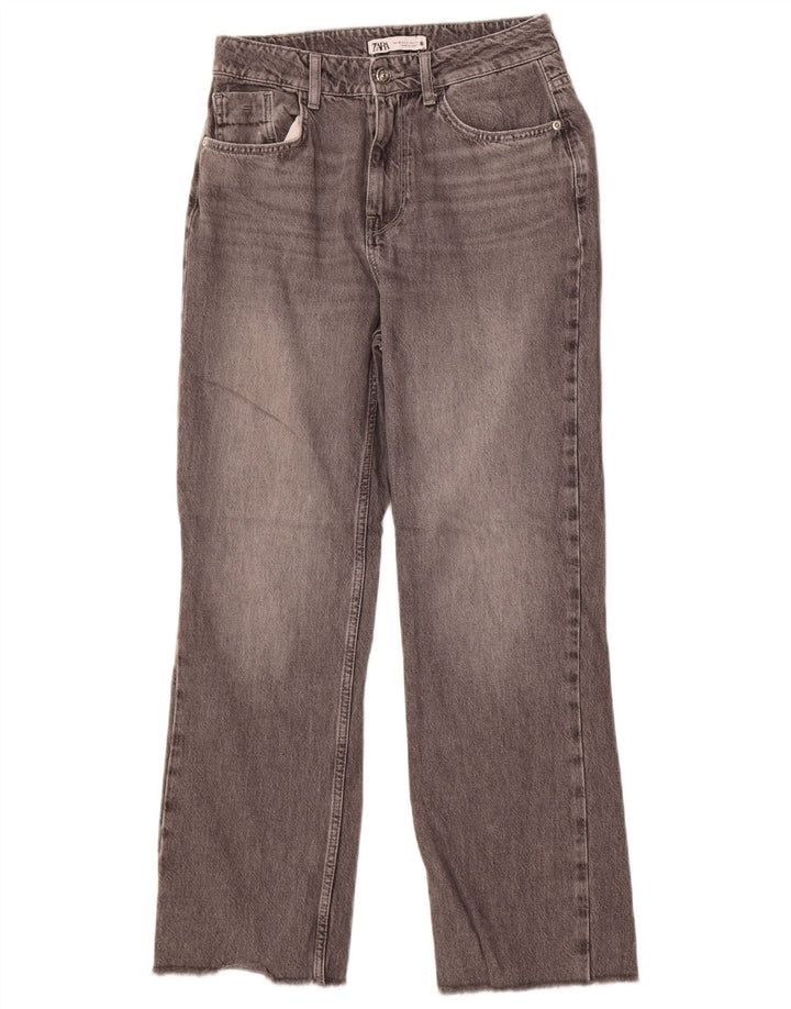 Zara Jeans reto feminino EU 38 pequeno W28 L27 algodão cinza