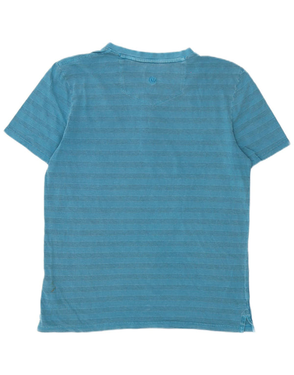 Camiseta masculina Fat Face Top de algodão listrado azul médio