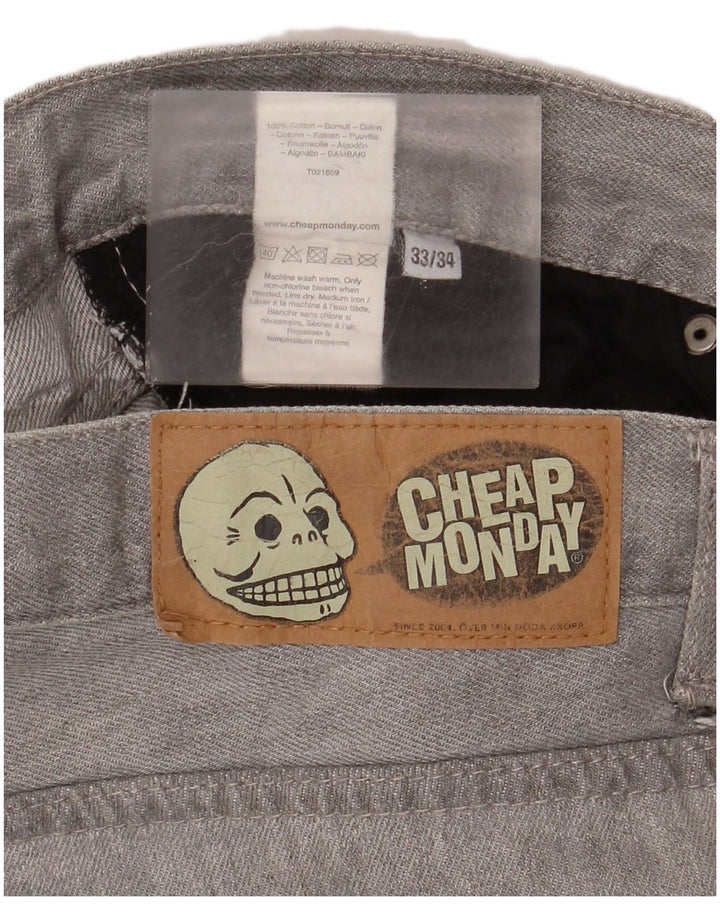 Jeans retos masculinos baratos de segunda-feira W33 L34 algodão cinza