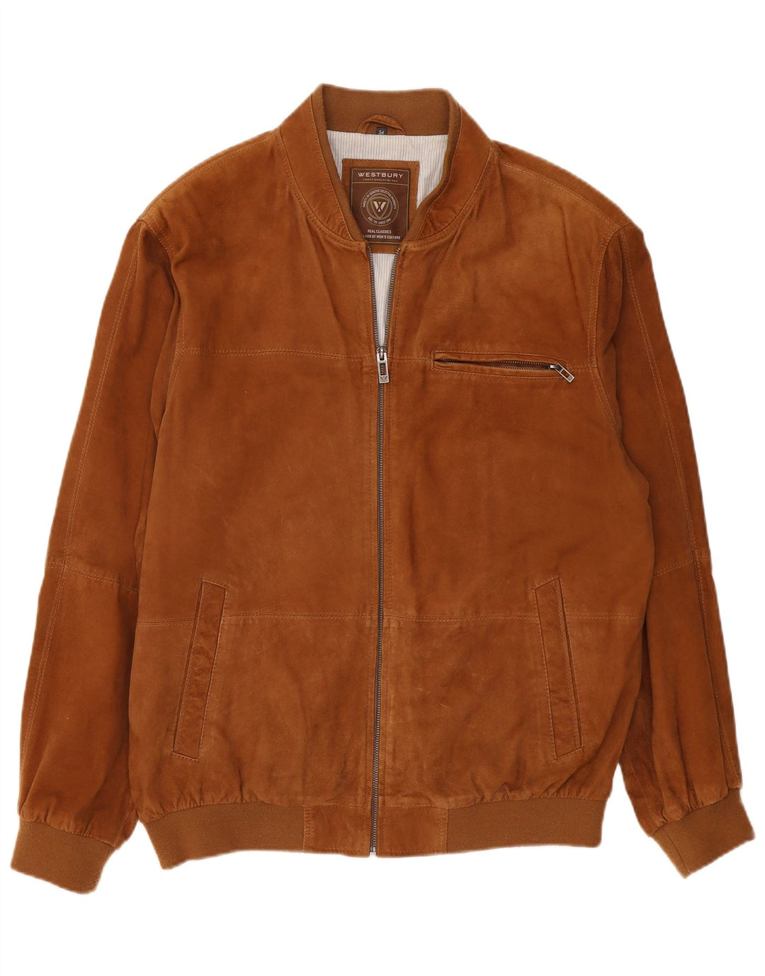 Jaqueta bomber masculina de camurça WESTBURY EU 54 2XL couro marrom