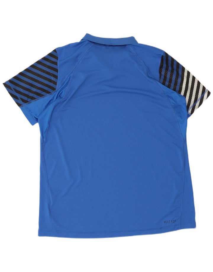 Camisa polo masculina Adidas 2XL poliéster listrado azul