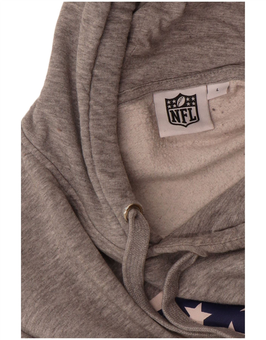 Jumper com capuz gráfico masculino da NFL grande algodão manchado cinza