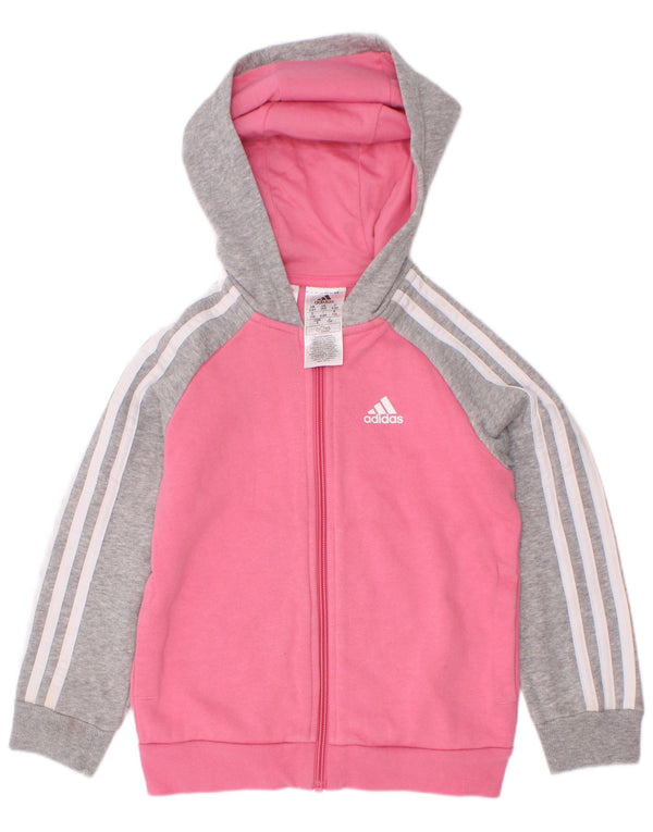 Suéter Adidas feminino com capuz e zíper 5-6 anos rosa algodão colorblock