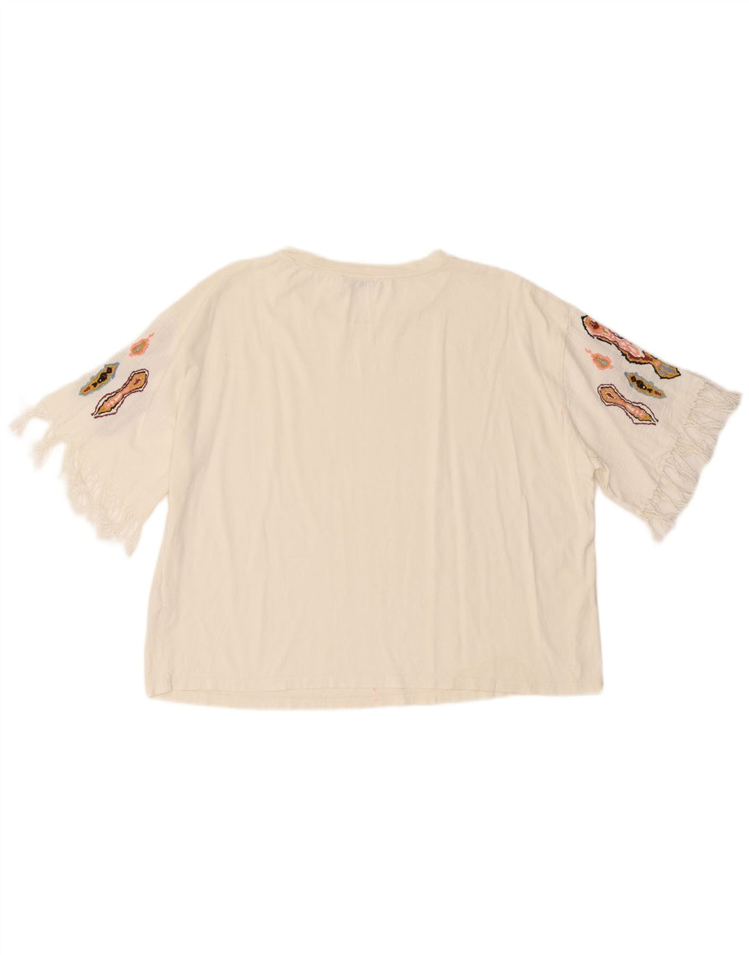 Camiseta feminina Zara UK 16 grande algodão branco