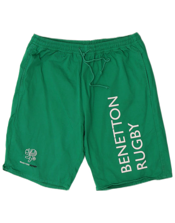 Benetton Mens Graphic Sport Shorts Médio Algodão Verde