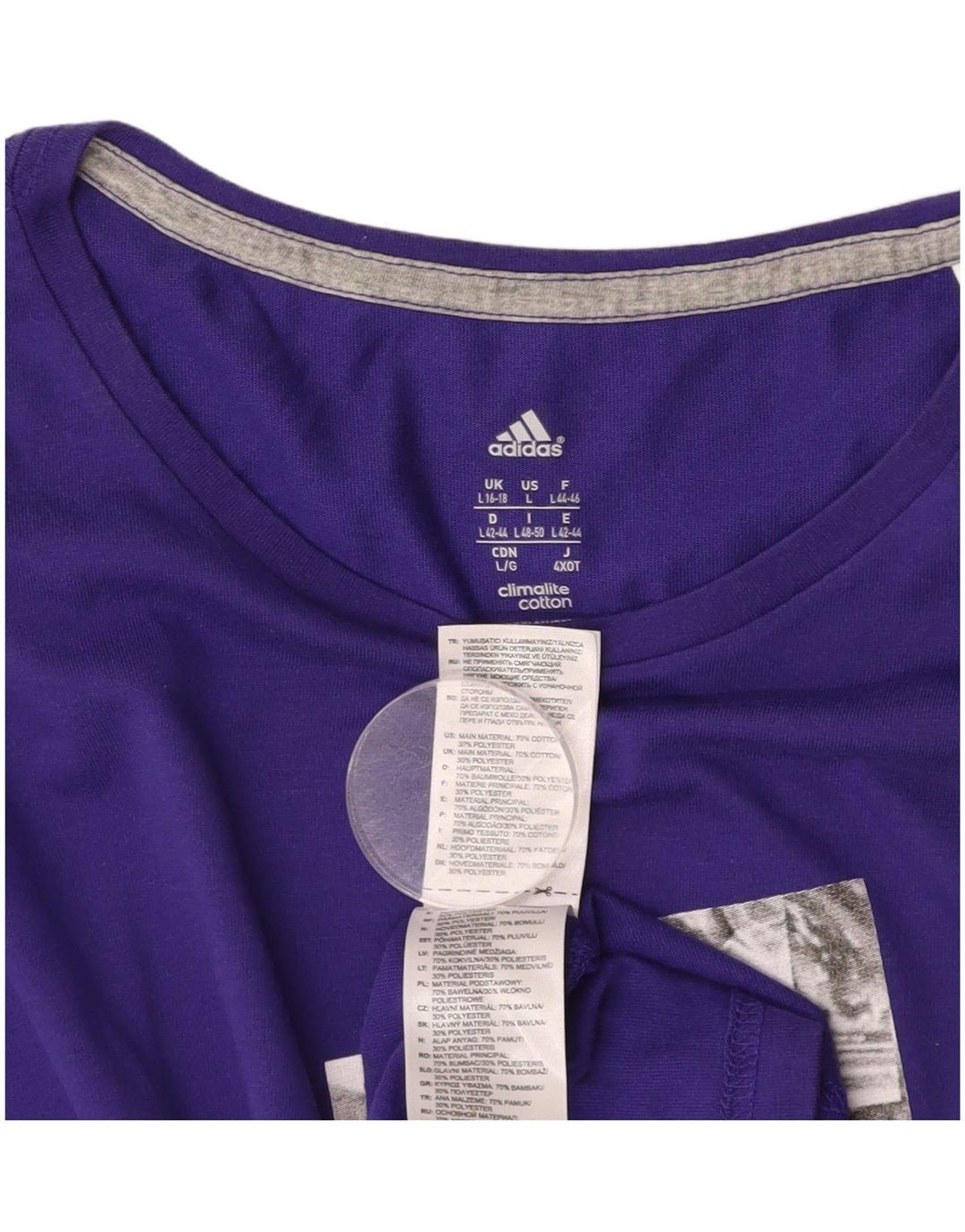 ADIDAS Womens Climalite Graphic T-Shirt Top UK 16/18 Grande Roxo Algodão