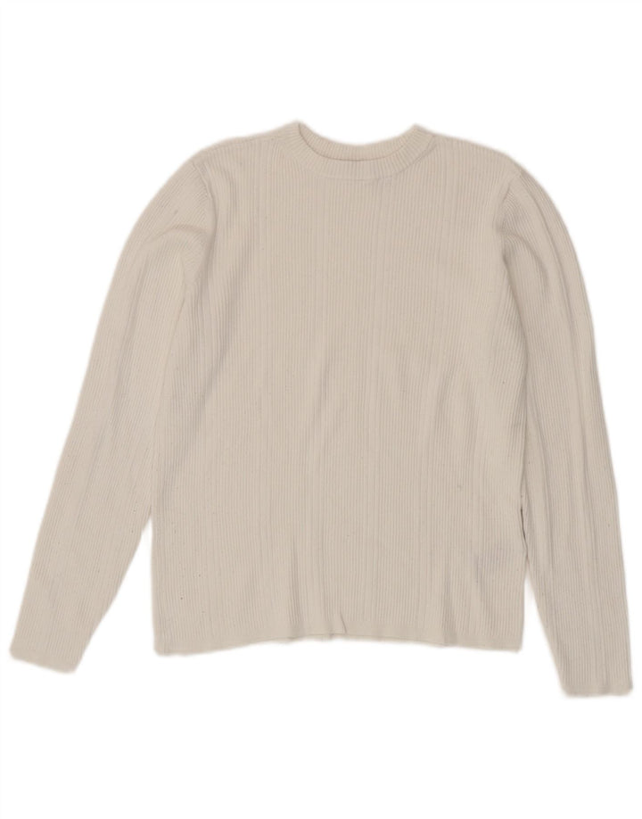Top curto feminino Marks & Spencer manga comprida Reino Unido 14 viscose branca média