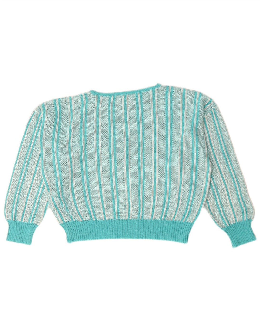 Suéter feminino VINTAGE com gola canoa Reino Unido 12 Paisley turquesa médio