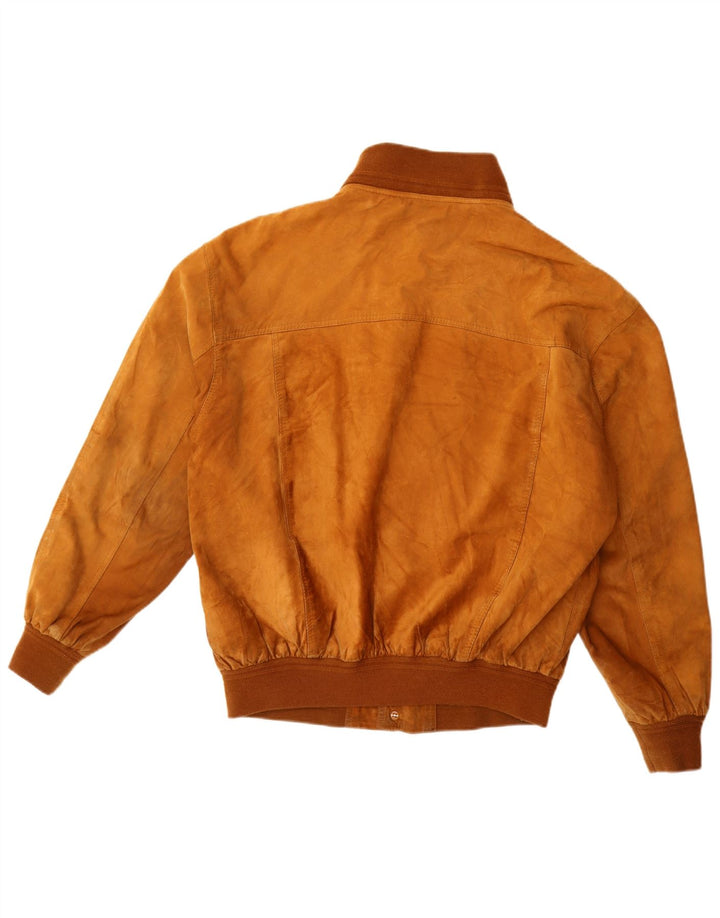 Jaqueta bomber masculina vintage de camurça EU 52 XL couro bege