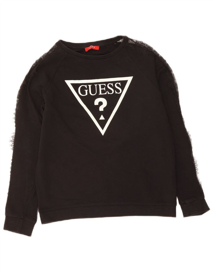 Suéter gráfico feminino GUESS UK 8 pequeno algodão preto