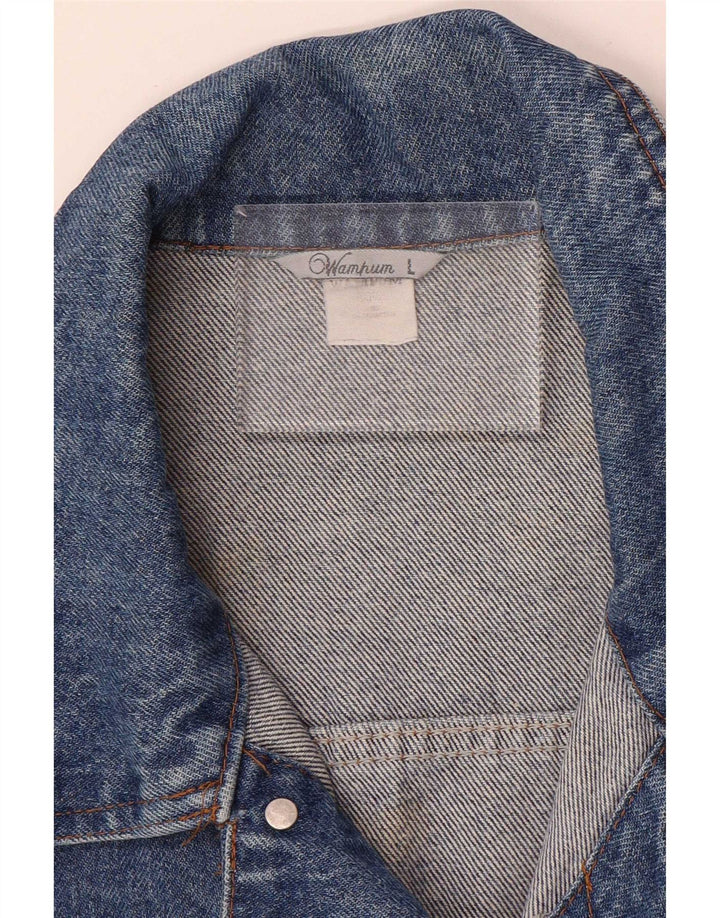Jaqueta jeans masculina Wampum UK 40 grande algodão azul