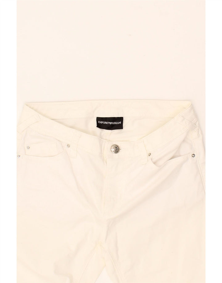 EMPORIO ARMANI Womens Straight Cropped Trousers W24 L24 White Cotton Vintage Emporio Armani and Second-Hand Emporio Armani from Messina Hembry 