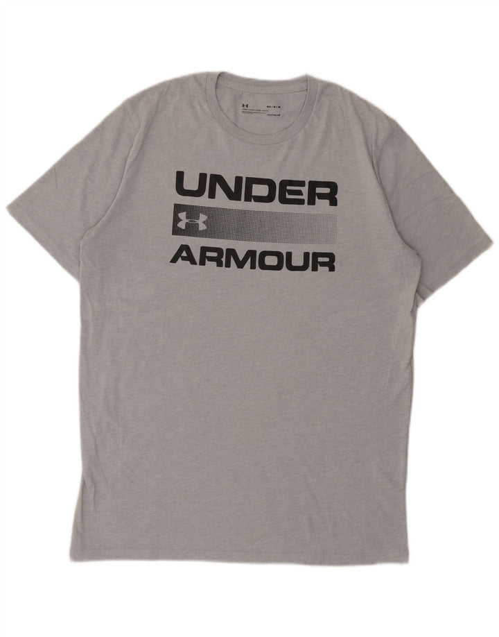 Camiseta masculina Under Armour Heat Gear Graphic Top cinza médio algodão manchado