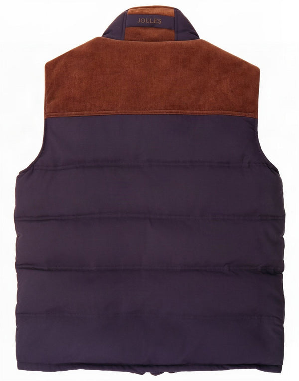 Joules Colete masculino acolchoado UK 40 grande azul marinho Colourblock poliéster