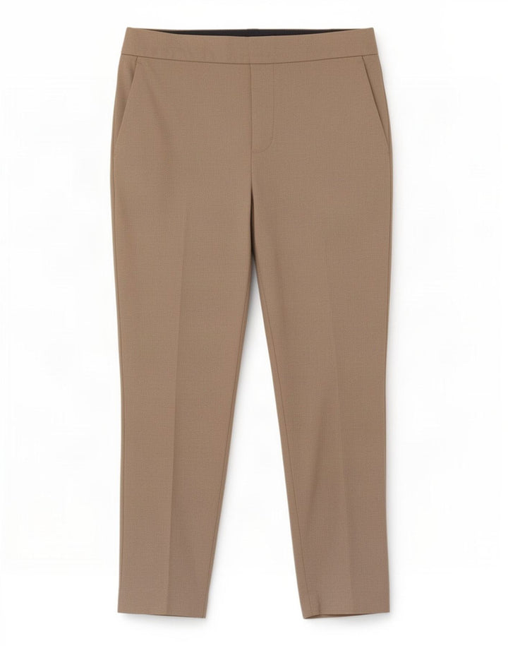 Zara Calça feminina reta de terno médio W28 L27 poliéster bege