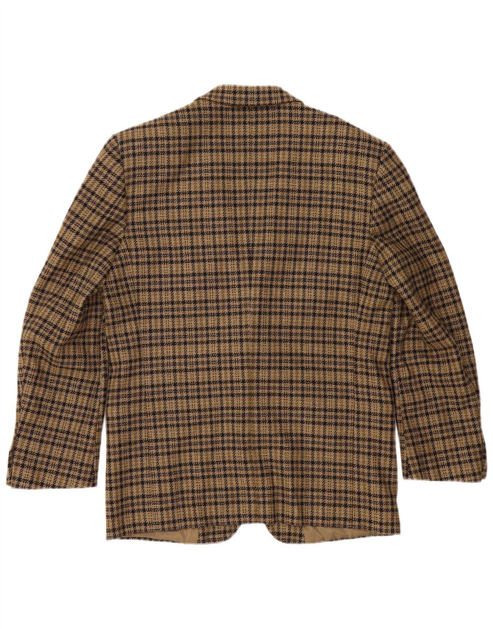 Jaqueta blazer masculina Luigi Botto com 2 botões UK 40 grande marrom houndstooth lã