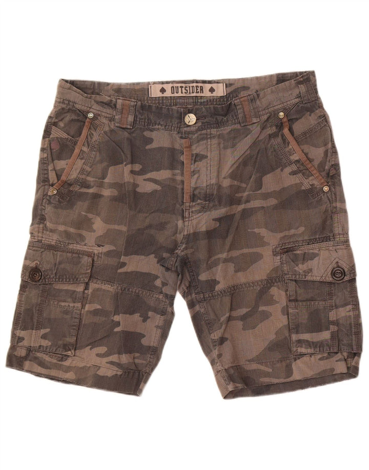 Shorts cargo masculino Outsider W34 grande algodão camuflado cinza
