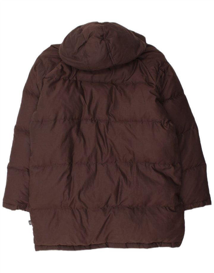 Casaco acolchoado com capuz masculino Sergio Tacchini Reino Unido 42 XL marrom poliéster