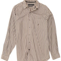 Camisa masculina Nautica de algodão listrado cinza médio
