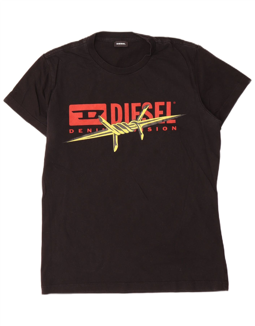 Diesel Camiseta masculina gráfica Top grande de algodão preto