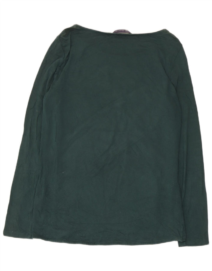 Top feminino Marks & Spencer manga comprida Reino Unido 12 viscose paisley verde médio