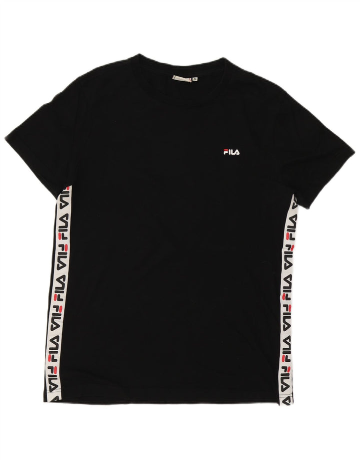Camiseta masculina Fila Graphic Top médio preto colorblock algodão