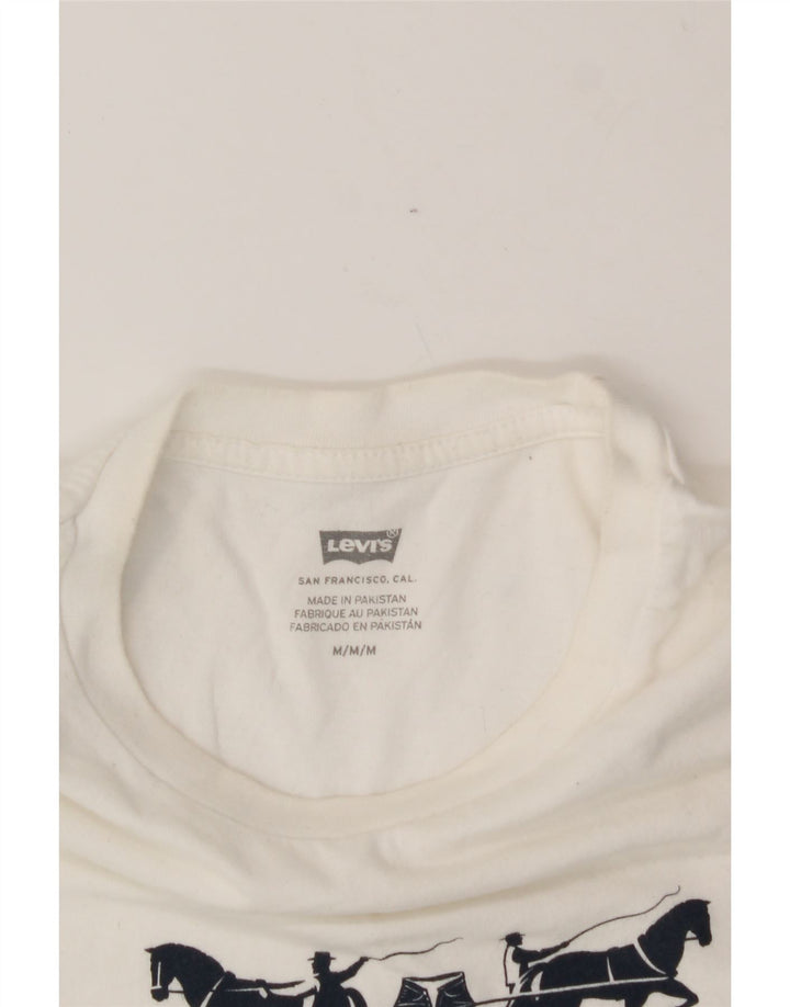 LEVI'S Mens Graphic T-Shirt Top Medium White Vintage Levi's and Second-Hand Levi's from Messina Hembry 
