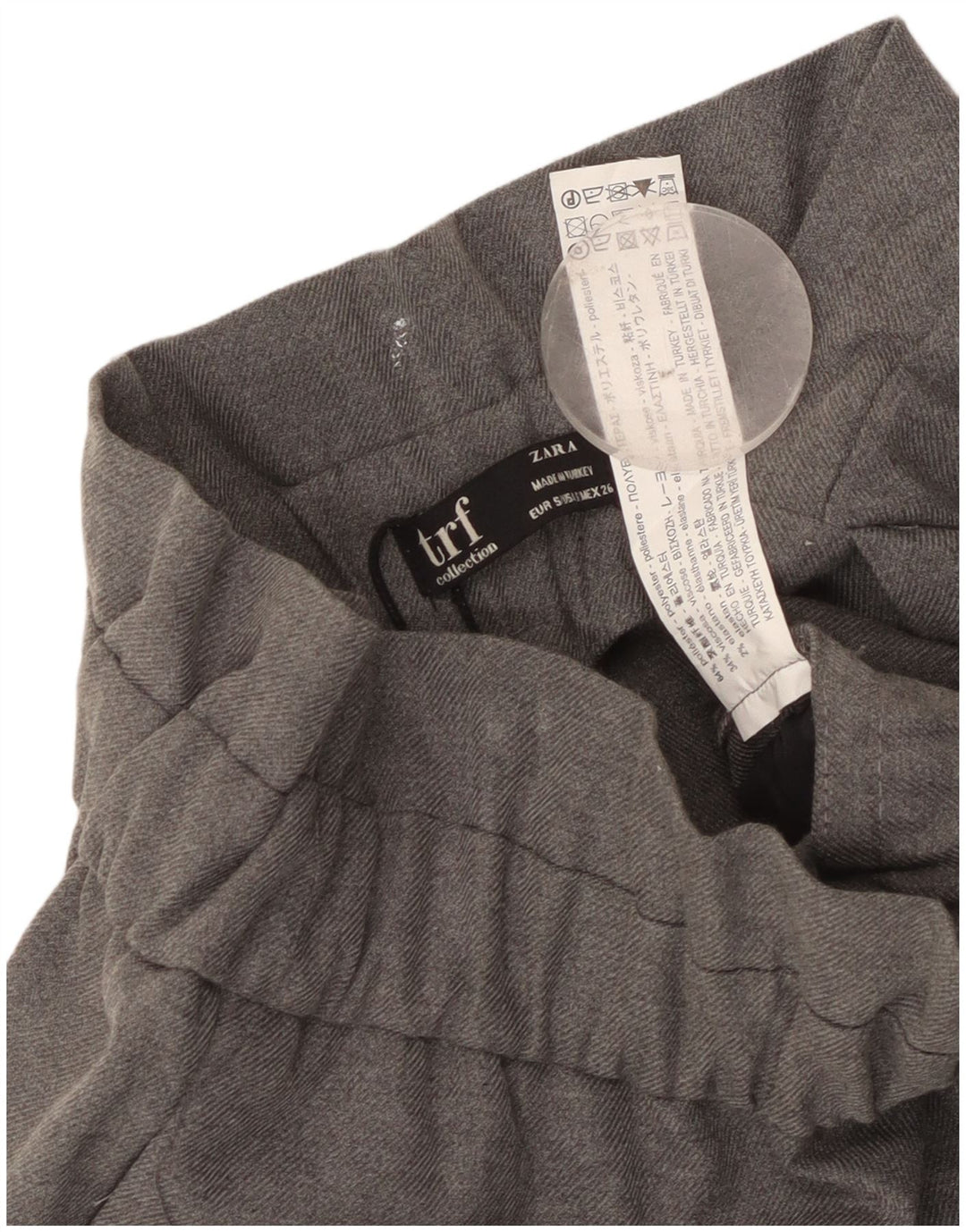 Zara Calça feminina cortada pequena W26 L24 cinza poliéster